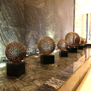 K081 bola dorada de acero inoxidable decoraciones escultura colgante abstracta hogar Oficina hotel lujo arte decoración moderna - Product Image 4