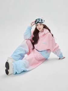 Nouvel ensemble de <span class=keywords><strong>ski</strong></span> pour <span class=keywords><strong>femme</strong></span>, imprimé, chaud, à capuche, coupe-vent, imperméable, fermeture éclair, manches longues, grande taille, pour l'extérieur - Product Image 3