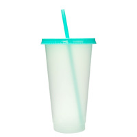 Gobelet en plastique PP jetable de 24 oz avec couvercle et paille colorés, design moderne et écologique pour les fêtes d'anniversaire