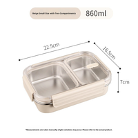 Boîte à bento coréenne tendance en acier inoxydable 304 résistante à la chaleur et aux odeurs, avec compartiments, pour la conservation des aliments à la maison et en extérieur