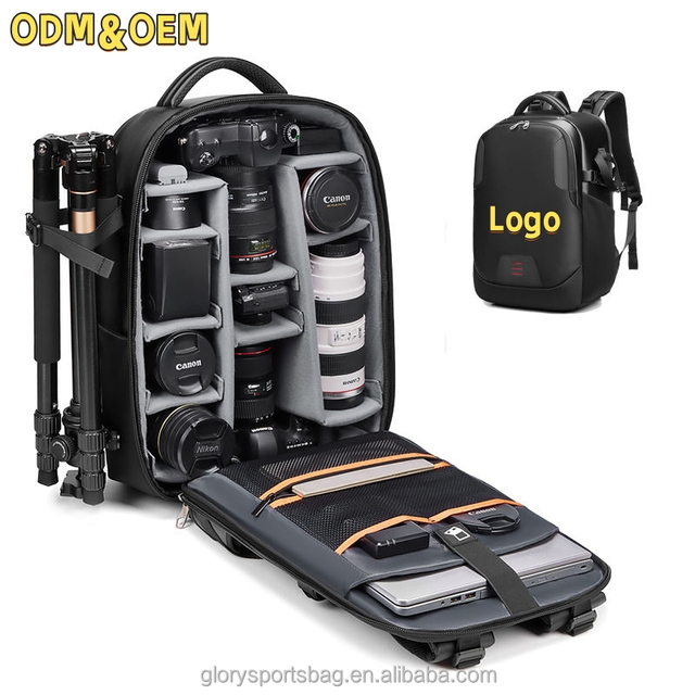 Custom Logo Portable Canvas Camera Backpack with Waterproof Design for Travel and Digital Gear Protection