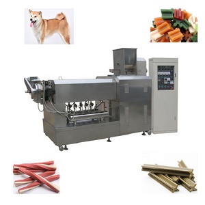 Hoàn toàn tự động Dog Pet xử lý nhai Snack thực phẩm máy đùn đơn hoặc đôi màu Điều kiện Mới với động cơ động cơ PLC - Product Image 1