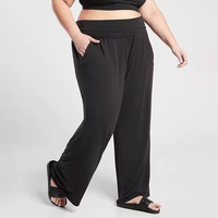 Pantalon de yoga décontracté ample et léger, longueur intégrale, taille élastique, motif uni, idéal pour l'entraînement et la course, grandes tailles