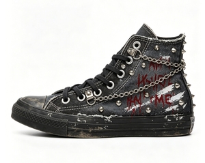 Baskets montantes personnalisées <span class=keywords><strong>en</strong></span> toile, imprimé Punk Sloth Hiking, avec clous et chaînes, vulcanisées, décontractées, pour hommes, style skateboard japonais - Product Image 3