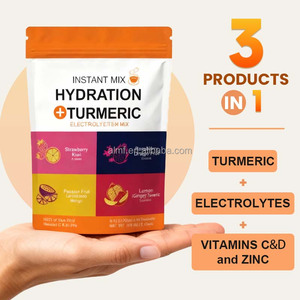 Instant Mix Hydratatie Kurkuma Elektrolyt Drink Mix 4 Smaken 16 Pakjes Vitaminen C & D + Zink Curcumine Poeder Kruidensupplementen - Product Image 4