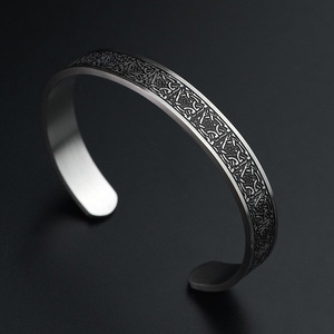 Stainless Steel Jewelry <b>Set</b> Hot Selling Men's Knot Viking Retro <b>Bracelet</b>, Ethnic Style Men's Stainless Steel <b>Bracelet</b> Ring - Product Image 2