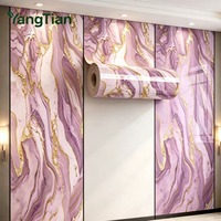 Panneau mural en marbre bleu océan, autocollant 3D auto-adhésif imperméable en PET PVC pour salon, chambre à coucher, intérieur