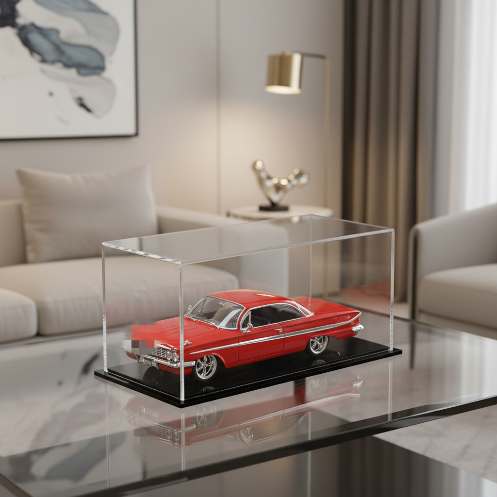 Vitrina Acrílica Apilable Para Coches En Escala 1/87 – Medidas 106x46x40 Mm, Base Oscura Y Cubierta Transparente Para Exhibir Y Proteger Tus Coleccionables