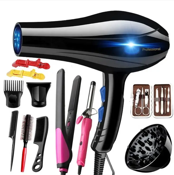 Hot Selling Salon Professional DC Motor Hair Dryer with Concentrator/Diffuser/Ionic Blue Light Blow Hair Dryer