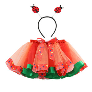 Vestido Tutú para Niñas de 3 a 8 Años, Falda Tutú Esponjosa, Diadema de <span class=keywords><strong>Mariquita</strong></span> Colorida para Bailar, Modelo SK015 - Product Image 2