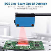 Sensor Fotoelektrik BGS Bar 1mm Spot 5-100mm dengan Supresi Latar Belakang Reflektif Difus, Saklar Optik IP67 untuk Komponen Kecil