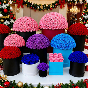 Idée cadeau Saint-Valentin 2026 : Roses éternelles préservées en boîte <span class=keywords><strong>avec</strong></span> dôme floral – Fête des Mères, Remise de diplôme, Noël, Pâques - Product Image 1