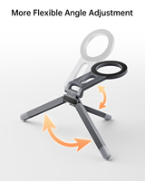 Support de téléphone pliable en métal magnétique tendance, réglage flexible de l'angle, support de téléphone portable triangulaire stable pour vidéo en direct