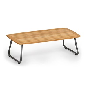 Outdoor Coffee <b>Table</b> <b>Wood</b> Slatted <b>Table</b> Metal Frame Patio <b>Garden</b> Lounge Furniture - Product Image 3