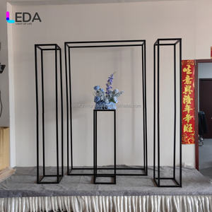 LEDA elegante jarrón geométrico de Metal negro centro de mesa columna de soporte de flores de hierro para boda - Product Image 1