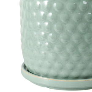 Maceta de Cerámica con Plato para Plantas de Interior, Decoración del Hogar, Dormitorio, Entrada, Diseño Verde con Hoyuelos - Product Image 5