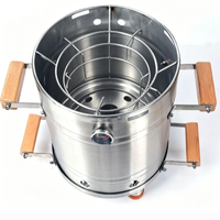 Ahumador Vertical de Tambor de Acero Inoxidable de Alta Resistencia, Parrilla de Carbón de Gran Capacidad con 10 Ganchos para Costillas, Modelo CSLECS11