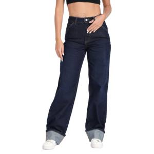 Dark Blue <b>Women</b> Washed straight Denim Jeans Fashion <b>Trousers</b> <b>for</b> <b>women</b> - Product Image 1