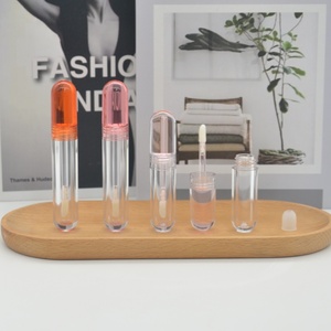 Tubos Vacíos de Brillo Labial de Lujo de 6 ml en Oro Rosa, Forma Cilíndrica Única, Envase Transparente para Cosméticos con Aplicador - Product Image 2