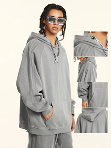 Hoodies en coton en gros de haute qualité, coupe <span class=keywords><strong>oversize</strong></span> à épaules tombantes, 100% coton French Terry, effet délavé soleil - Product Image 2