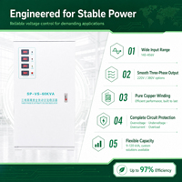Stabilisateur de tension triphasé avancé 60 kVA 440 V, régulateur automatique pour utilisation dans les stations d'épuration des eaux usées industrielles