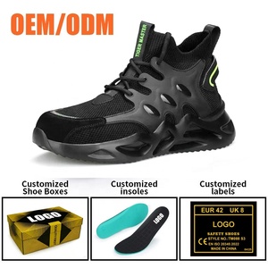 Chaussures <span class=keywords><strong>de</strong></span> <span class=keywords><strong>sécurité</strong></span> OEM montantes noires confortables et tendance, anti-perforation, avec embout en acier, semelle EVA souple antidérapante, légères pour hommes - Product Image 5