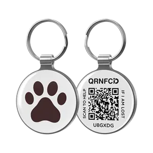 Benutzer definierte NFC QR-Code Round Footprint Metall Hund ID Abzeichen Tag
