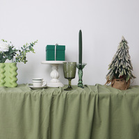 Avocat froissé vert mariage Banquet Floral Dessert nappe coton et lin mélangé pour la fête d'anniversaire
