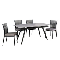 Juego de Comedor Estilo Turco para 6 Personas, Vidrio 3D con Función Extensible para Hogar y Taller, Muebles Elegantes para Comedor