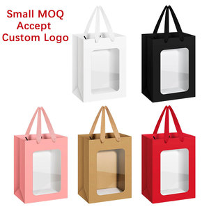 Accept Custom Logo Gift Packaging <strong>Paper</strong> <strong>Bags</strong> With Window and Handles Shopping <strong>Bags</strong> for Business Wedding Baby Shower <strong>Party</strong> Favors - Product Image 1