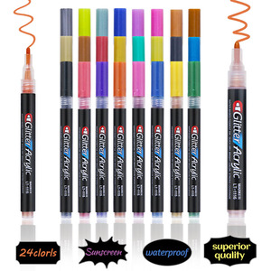 Pennarello acrilico glitterato per artigianato artigianale 12 colori Set doppio pennarello 1mm punta extra Fine punta <span class=keywords><strong>con</strong></span> inchiostro Bling Bling - Product Image 4