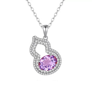 Collier avec pendentif en forme de gourde en pierre naturelle, coupe ovale, 9 pierres fines de 8x10mm, en argent Sterling 925, bijoux cadeau de vacances pour femmes - Product Image 1