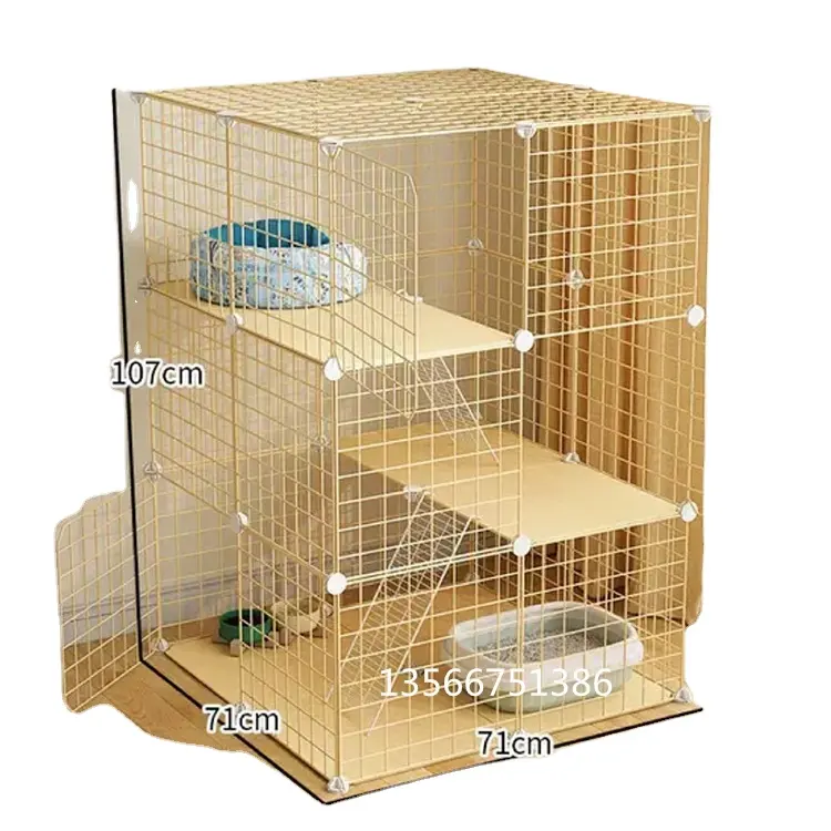 Wholesale 3-storey 6-door breeding square-tube steel wire dog cage cat cage animal cage