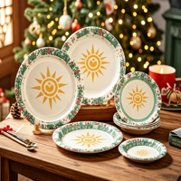 Assiette en papier doré écologique jetable, résistante à la graisse et imprimée, pour les fêtes et la vaisselle à emporter