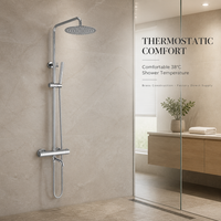Ensemble de douche commercial direct usine, système de douche thermostatique carré complet en laiton avec robinet de douche pluie pour hôtel