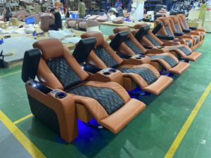 مصنع 3 + 4 كرسي كرسي كهربائي للسينما المنزلية مع مسند للذراعين تخزين أثاث المسرح مسند رأس كهربائي جلد أصلي - Product Image 6