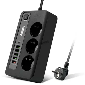 3 outlet electric socket 3000W 10A 250V pd20w charger quick charge qc3.0 usb 2m cable usb power strip