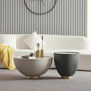 OKF table combinée ronde avec cloche contemporaine créative au design italien table basse en cuir microfibre - Product Image 2