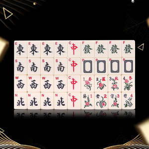 36mm <b>Melamine</b> Mahjong Tiles With Arabic Numbers And English Letters Large Medium Ivory <b>Set</b> With Leather Box - Product Image 1
