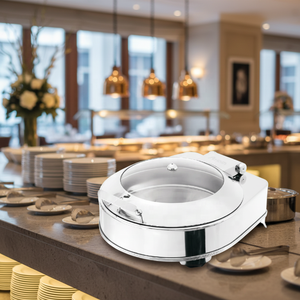 Chauffe-plat électrique rond en acier inoxydable avec couvercle/chariot 200-500W, nettoyage facile - Product Image 6