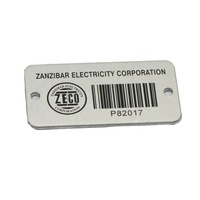 Etiqueta de Código de Barras Metálica Personalizada a Prueba de Agua, Etiqueta de Identificación de Activos con Código de Barras de Aluminio, Grabado Láser, Número de Serie, Etiqueta Adhesiva con Logotipo Metálico