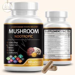 Suplemento Nootrópico para Aumento Cerebral para Adultos Complexo de Cogumelos Maitake, Turkey Tail, Reishi e Lion's Mane em Cápsulas - Product Image 1
