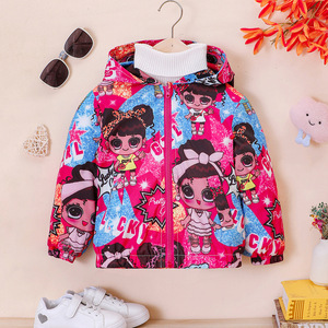 Pakaian Anak Perempuan Ukuran Kecil Sedang Baru Musim Semi Gugur Mantel Beludru Bermotif Kartun Berkerudung Pewarnaan Garment - Product Image 2