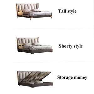 Кожаная кровать размера «King-Size» в итальянском стиле, современная роскошная двухместная деревянная кровать для спальни, гостиничная мебель размера «Queen-Size», кровать - Product Image 6