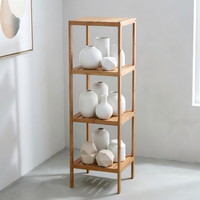 Étagère à fleurs multi-niveaux en bambou, non pliable, pour salon, intérieur/extérieur