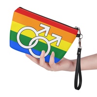Pochette cosmétique personnalisée avec motif homme gay (motif arc-en-ciel) imprimé UV pour les voyages à l'étranger, le rangement de produits de beauté et la vente au détail