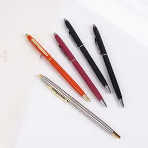Slim Glossy Piano Lacquer Click Metal <b>Ballpoint</b> <b>Pen</b> With Rose Gold Trim Retractable Advertising Signature <b>Pen</b> - Product Image 5