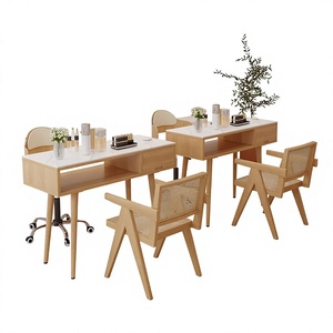 Modern <b>Simple</b> Multi-functional Cream Wind Nail Chair Set Economy Single and Double Light Luxury Network Red Ins Nail <b>Desk</b> - Product Image 1