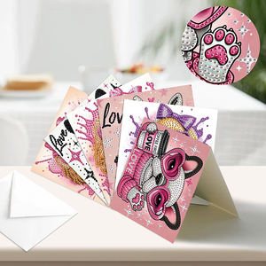 DIY Diamant Peinture Cartes De Voeux Animaux Beaux Chiens 6pcs Diamant Art Voeux Cartes-Cadeaux pour Adultes Enfants - Product Image 5
