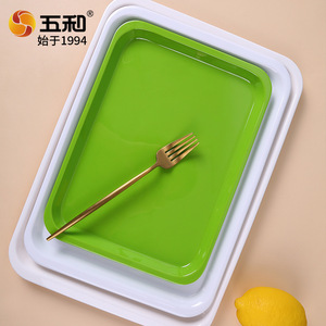 Five And Harmony Melamine Serving Tray Rectangular Thickened White Green Hotel Cafe Restaurant Use - Product Image 3